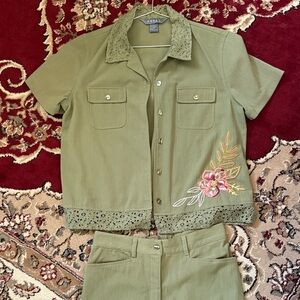 Koret Olive Green Wide Leg Pants & Jumpsuit Set